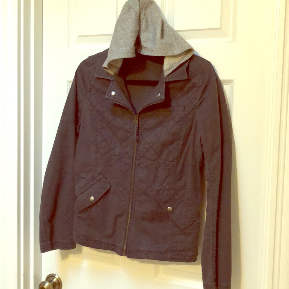 Grey hooded lightweight jacket from Express.